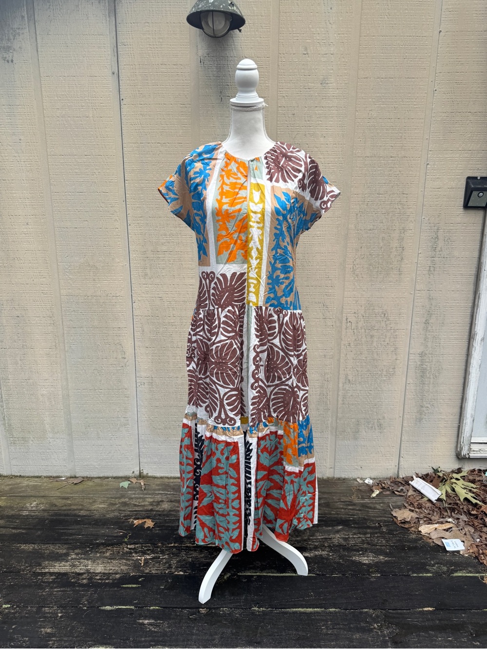 Zara Multicolor Patchwork Floral Maxi Dress